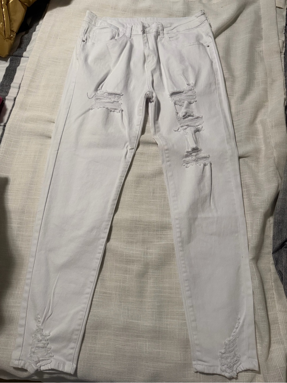 SHEIN White Distressed Skinny Men's Jeans